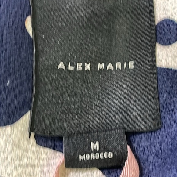 Alex Marie Womens Allison Satin Shell Print Crepe Short Sleeve A-Line Dress Sz M - Picture 14 of 16